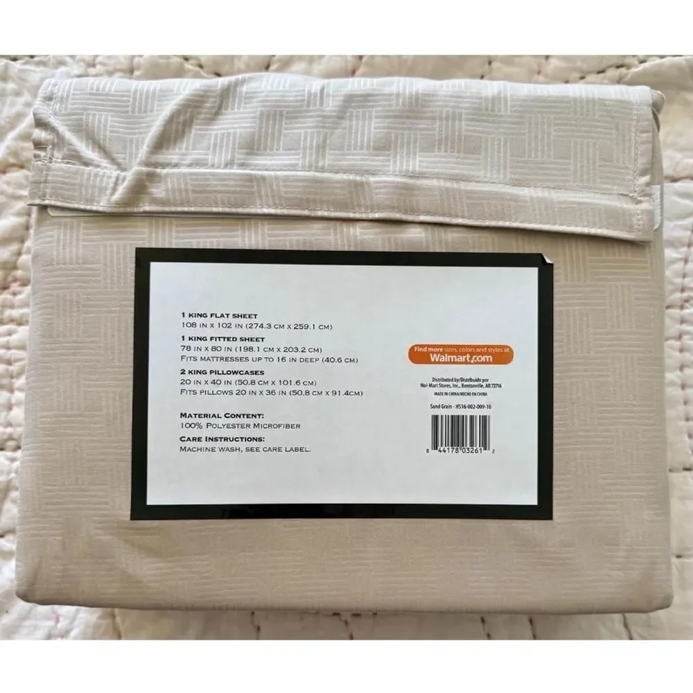 Hotel Style LUXURYMICROFIBER Sheet Set King Sand Tan Cross Hatch Design New